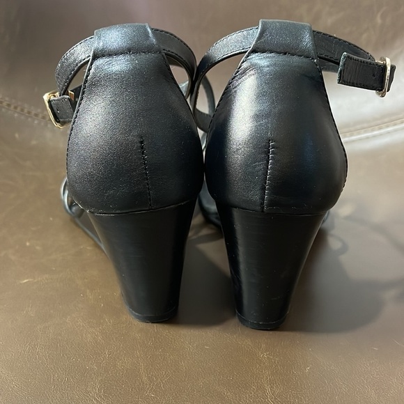 Sofft Mecina Leather Wedge Sandals in Black Sz. 7.5 - Picture 10 of 12